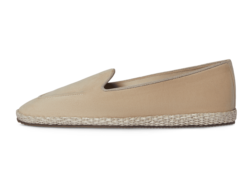 Calvi Espadrilles in Mastic Beige Luxe Suede and Gros Grain
