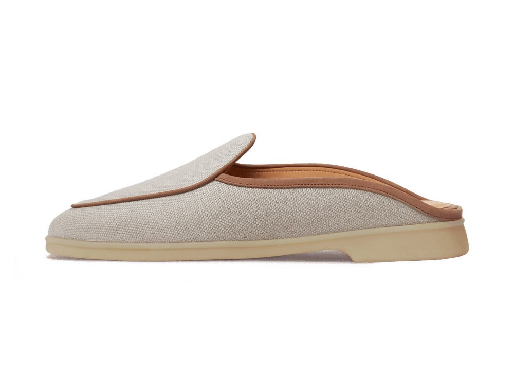 Stride Mule Loafers in Vachette Linen with Natural Sole
