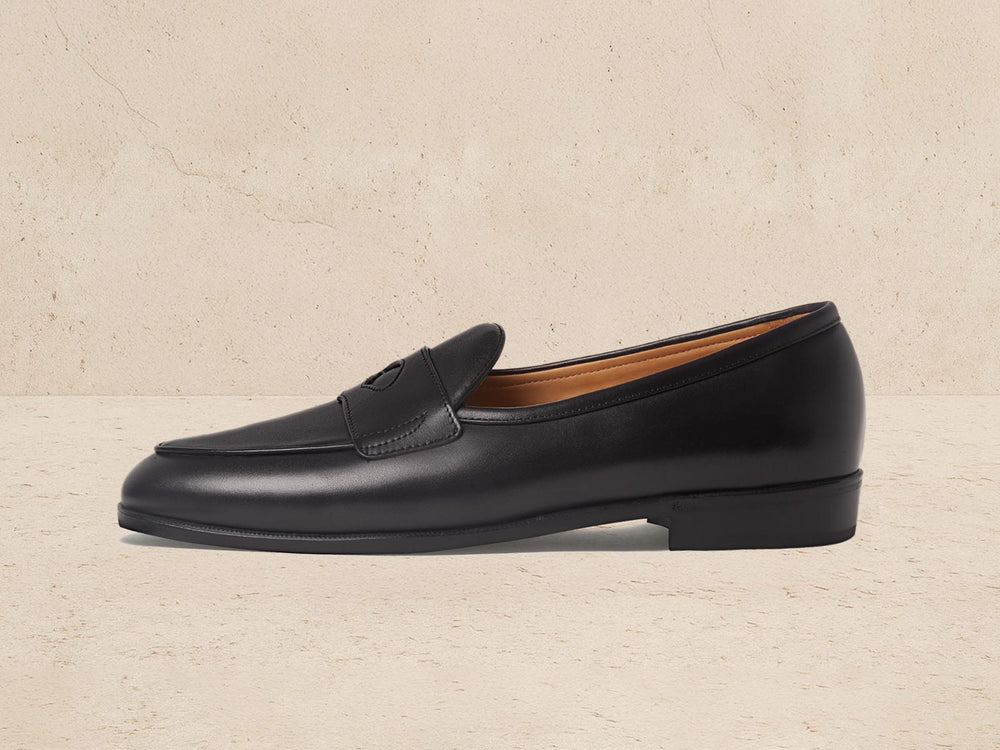 Grand Fleurus Penny Loafers in Black Noble Calf