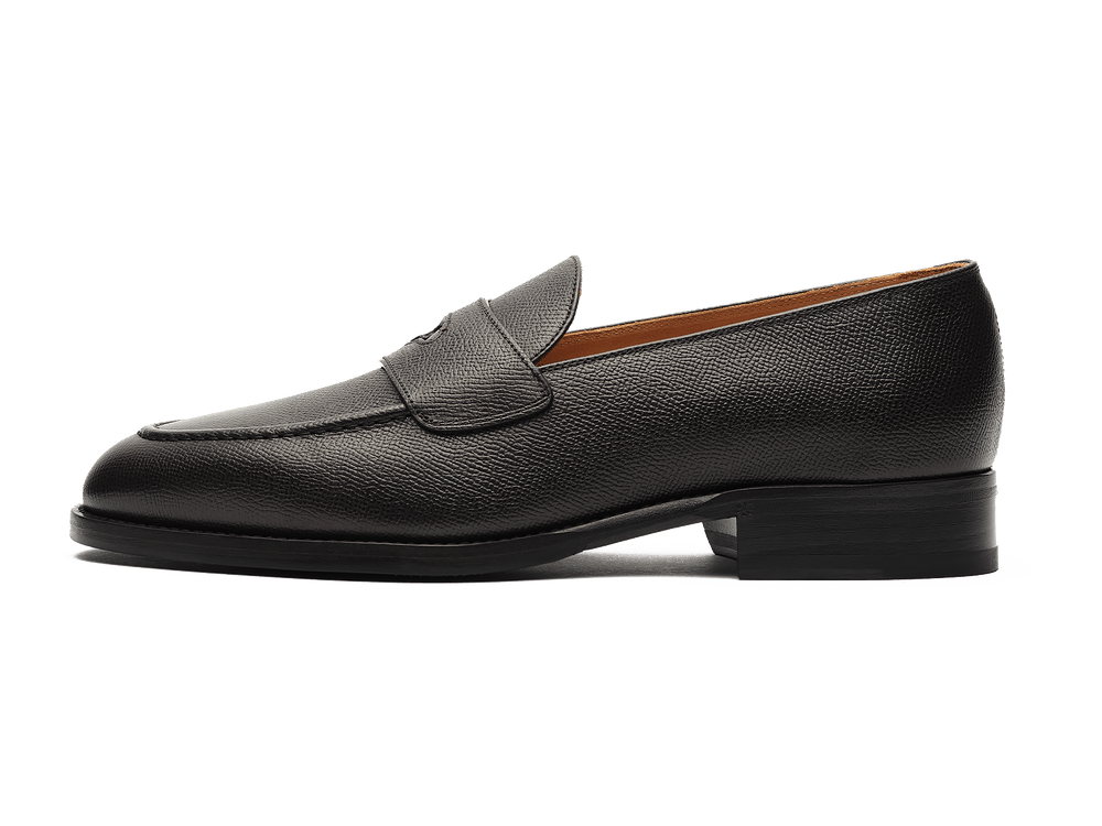 Berkeley Penny Loafers in Dark Brown Hatch Grain Calf