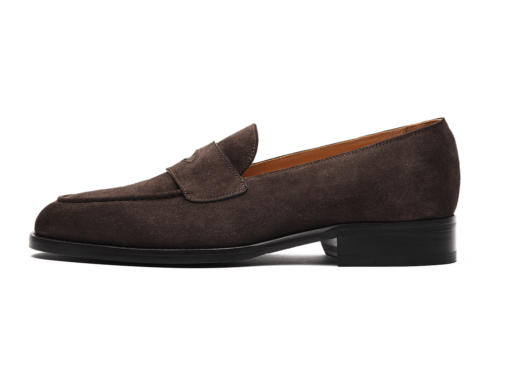 Berkeley Penny Loafers in Dark Brown Suede