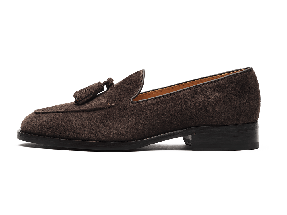 Hertford Tassel Loafers in Dark Brown Suede