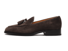 Hertford Tassel Loafers in Dark Brown Suede