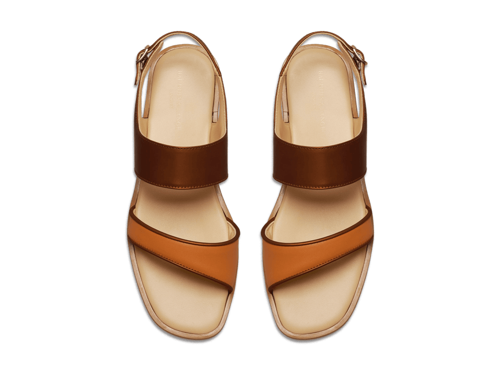 Nuage Sandal in Orange Matt Calf and Copper Translucent Kidskin