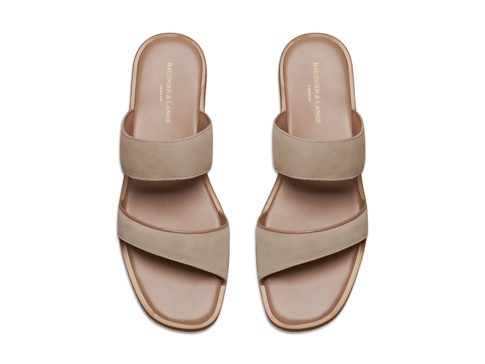 Plume Sandal in Albâtre Luxe Suede and Nappa