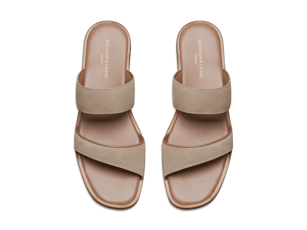 Plume Sandal in Albâtre Luxe Suede and Nappa