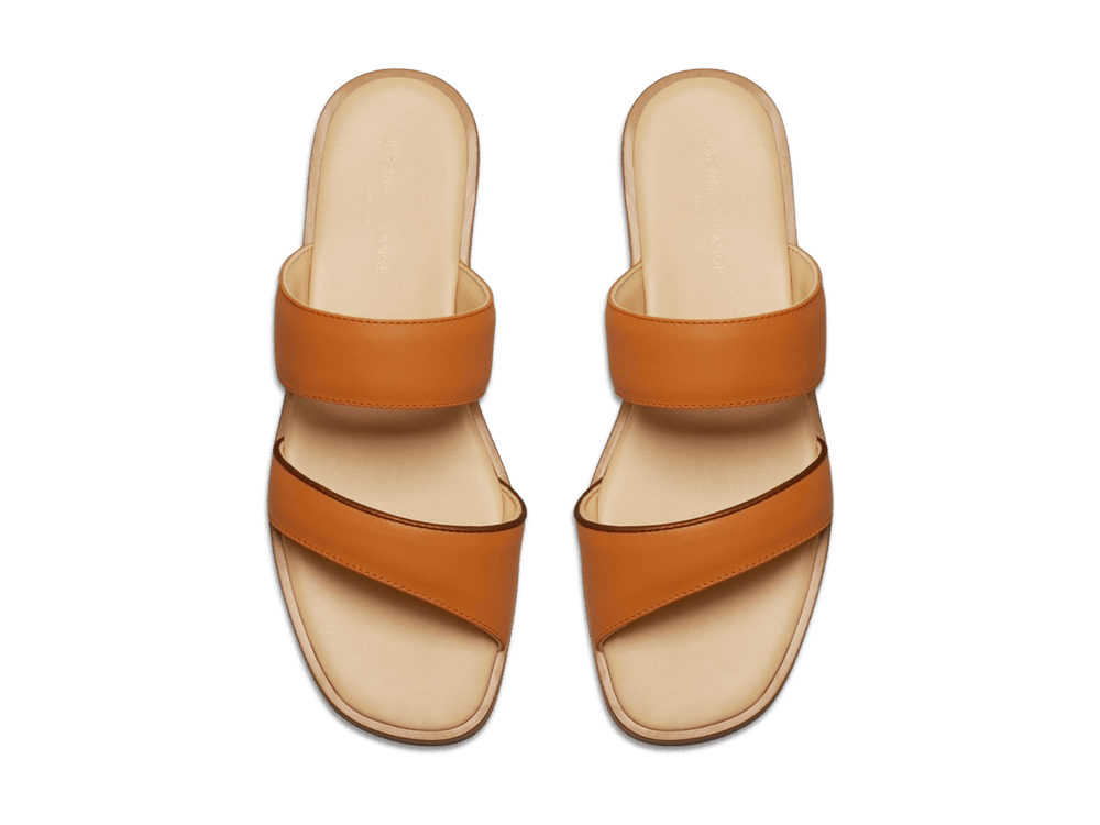 Plume Sandal in Orange Matt Calf and Copper Translucent Kidskin