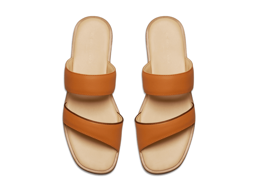 Plume Sandal in Orange Matt Calf and Copper Translucent Kidskin