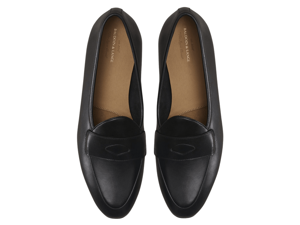 Sagan Classic Ginkgo Loafers in Black Drape Calf