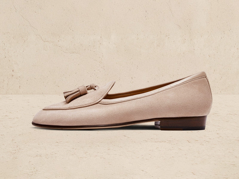 Sagan Classic Tassel Loafers in Albâtre Asteria Suede