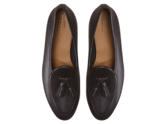 Sagan Classic Tassel Loafers in Dark Brown Drape Calf