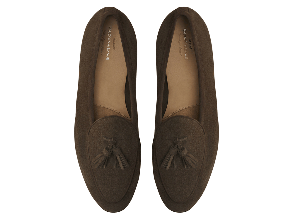 Sagan Classic Tassel Loafers in Olivine Green Asteria Suede