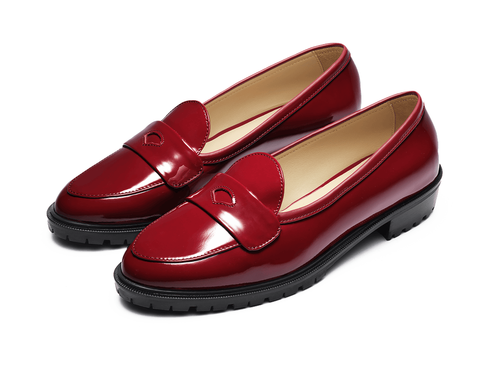 Sagan Ginkgo Loafers in Garnet Patent Leather