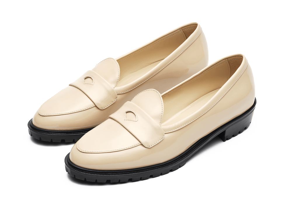 Sagan Ginkgo Loafers in Perla Nude Soft Patent Leather