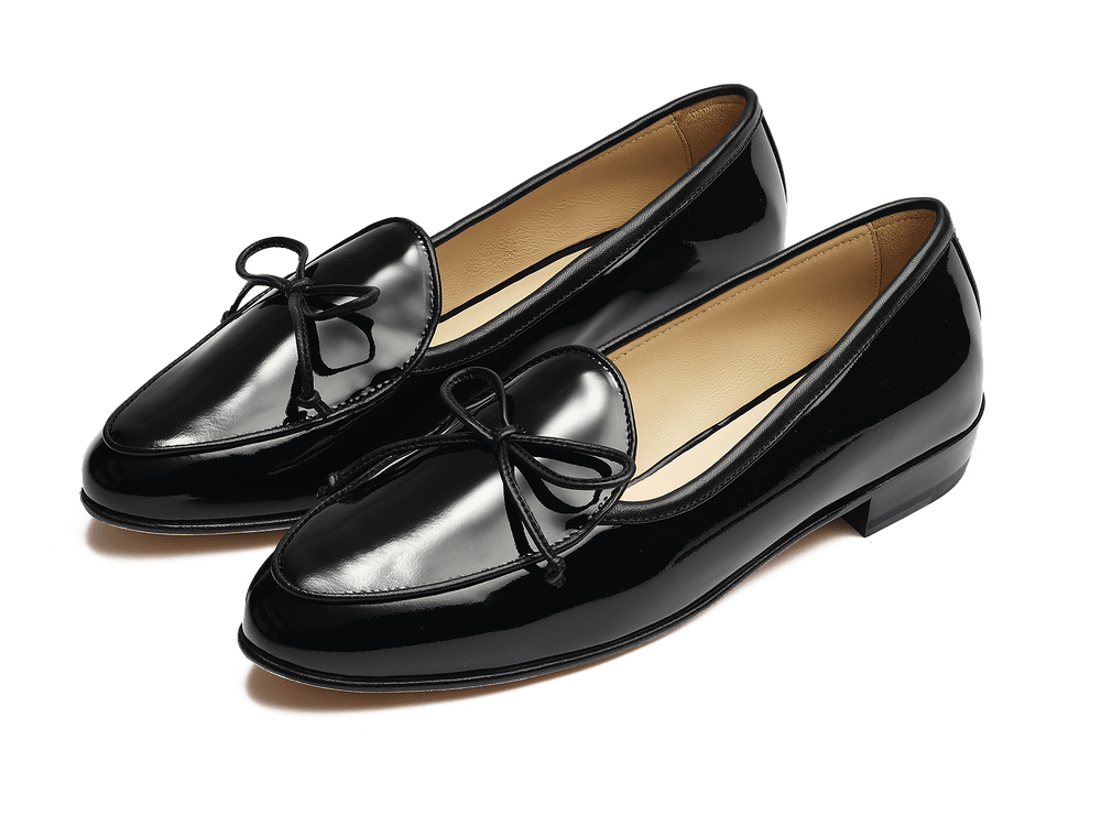 Sagan String Loafers in Black Soft Patent