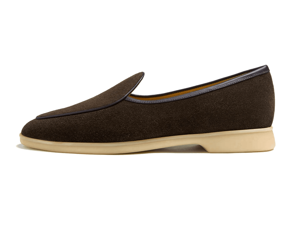 Stride Loafers in Dark Brown Glove Suede Natural Sole