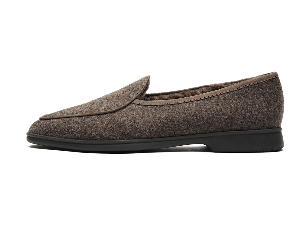 Stride Loafers in Grisaille Flannel with Shearling Lining