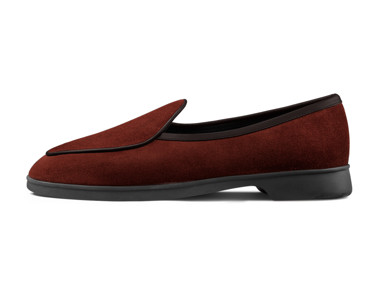 Stride Loafers in Macassar Brown Glove Suede with Dark Sole