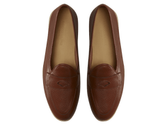 Stride Penny Loafers in Tan Moorland Calf with Natural Sole