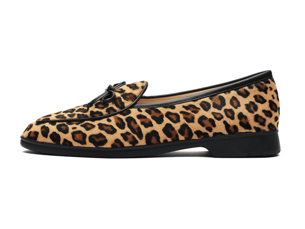 Stride String Loafers in Leopard Print Calf Hair