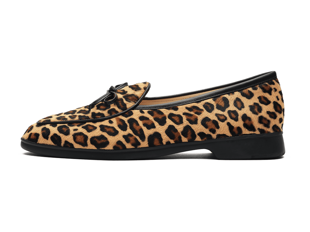 Stride String Loafers in Leopard Print Calf Hair