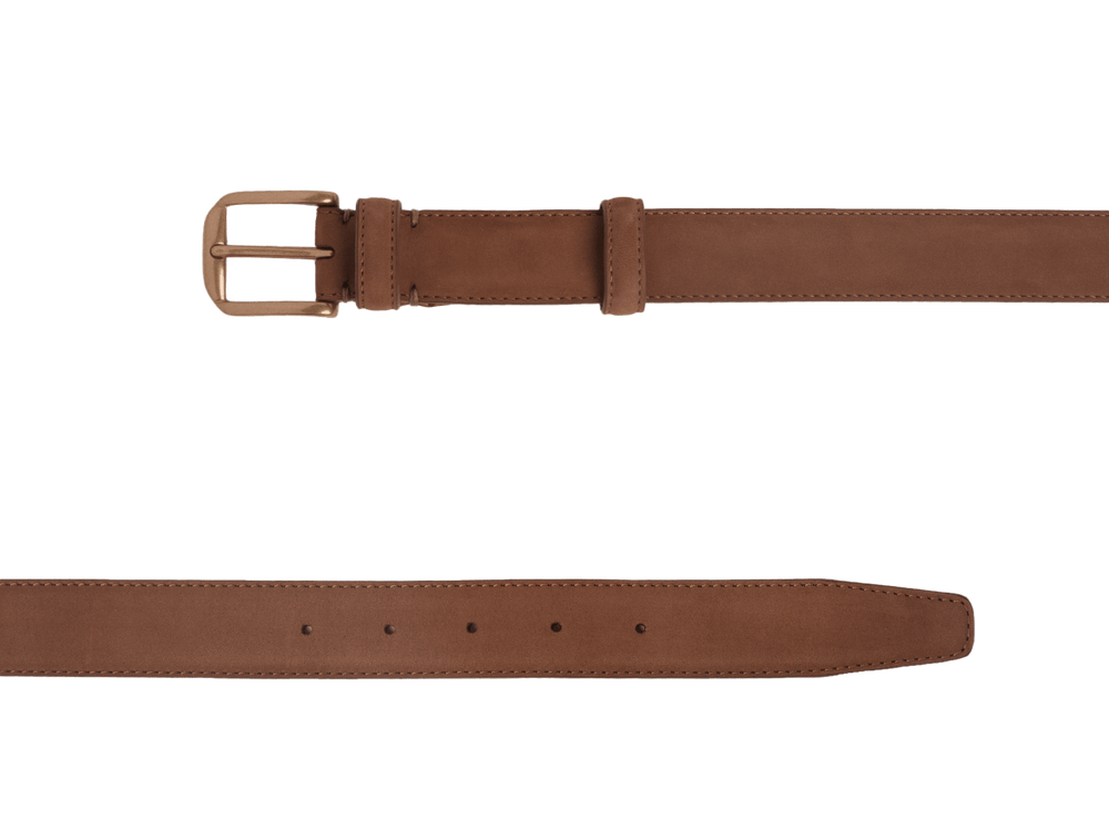 Sagan Belt Gold Buckle in Sandy Grey Nubuck