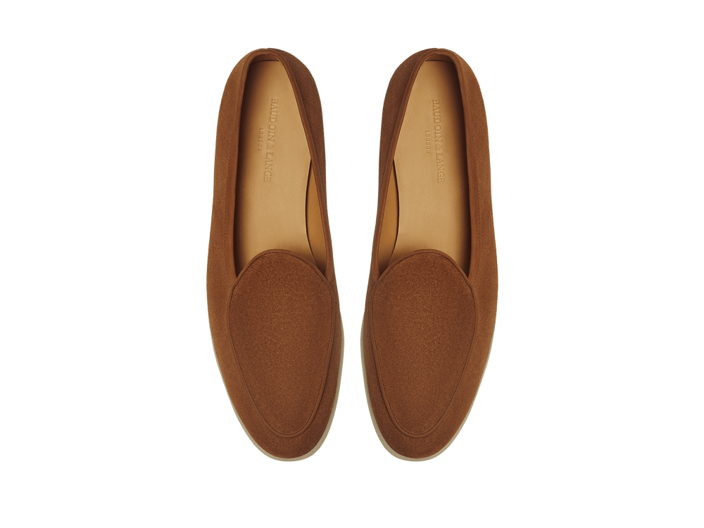 Stride Loafers in Cork Brown Glove Suede with Natural Sole