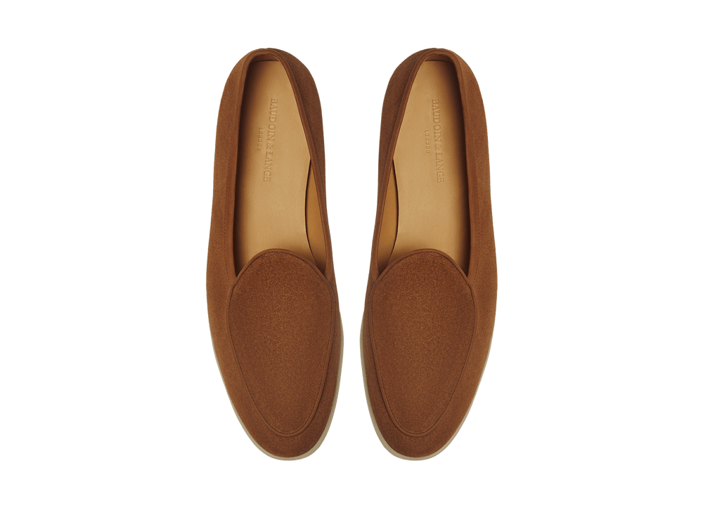 Stride Loafers in Cork Brown Glove Suede with Natural Sole