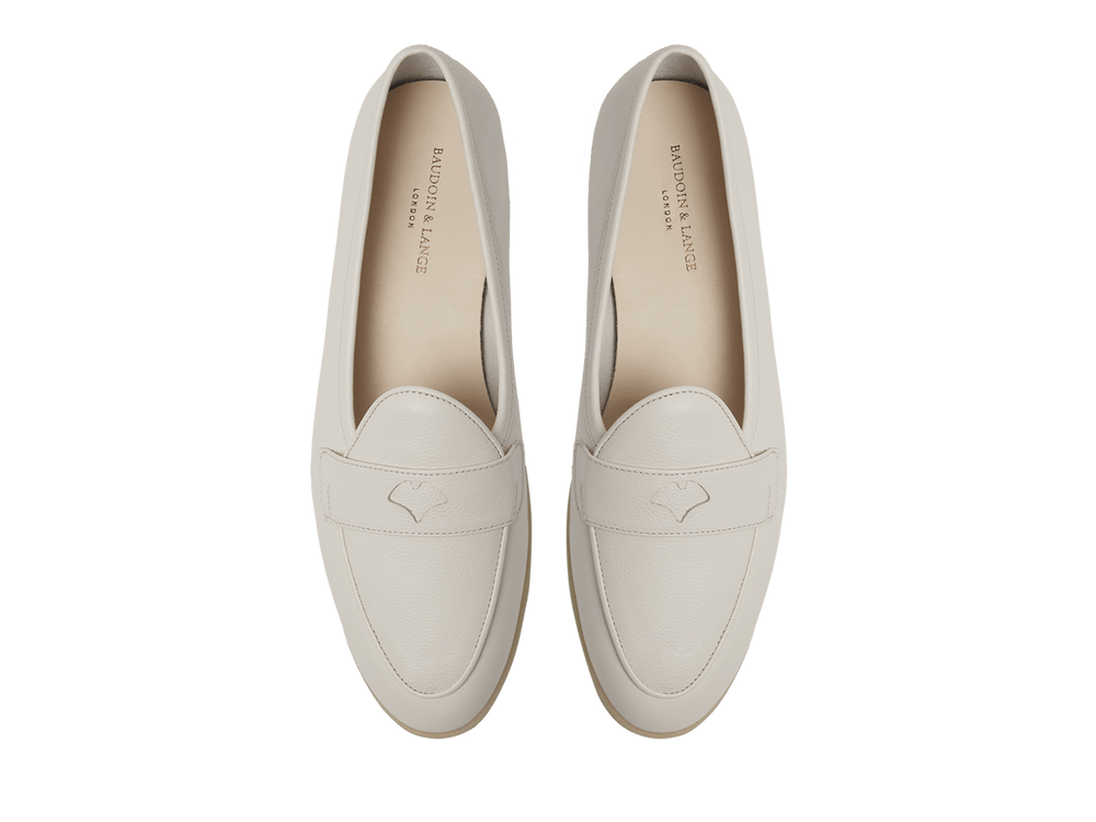 Stride Penny Loafers in Blanc Casse Moorland Calf with Natural Sole