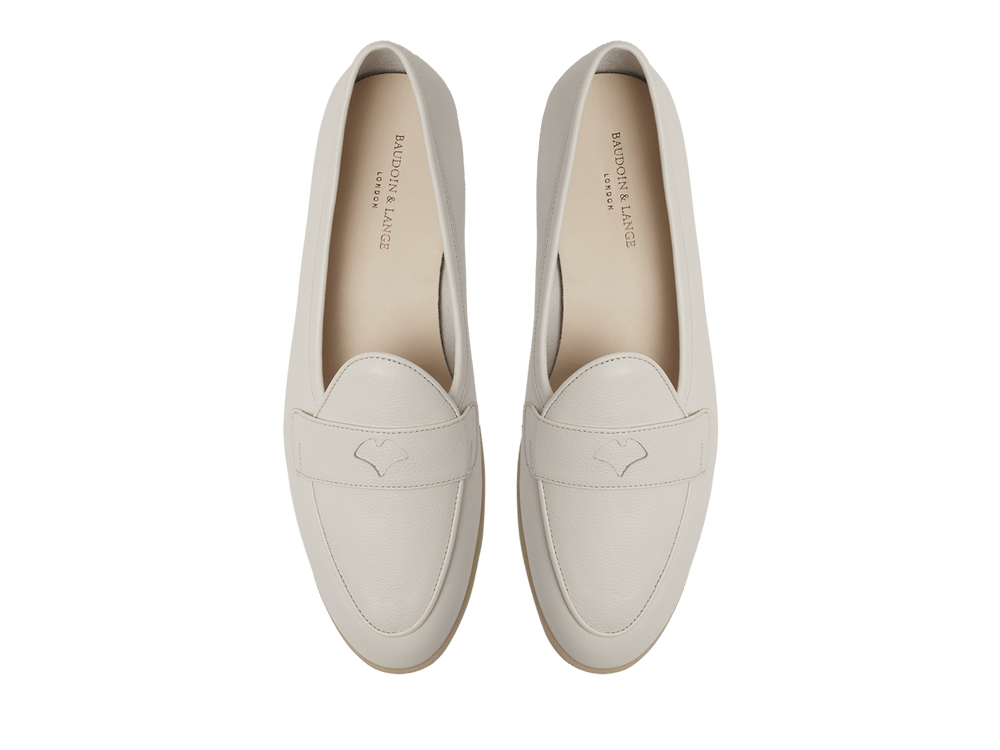 Stride Penny Loafers in Blanc Casse Moorland Calf with Natural Sole