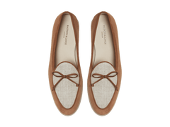 Stride String Loafers in Casaque Glove Suede and Linen Merlinen