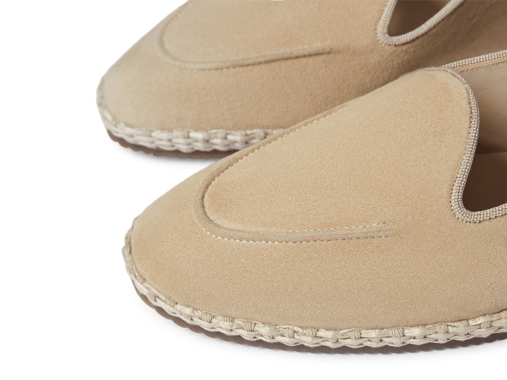 Calvi Espadrilles in Mastic Beige Luxe Suede and Gros Grain
