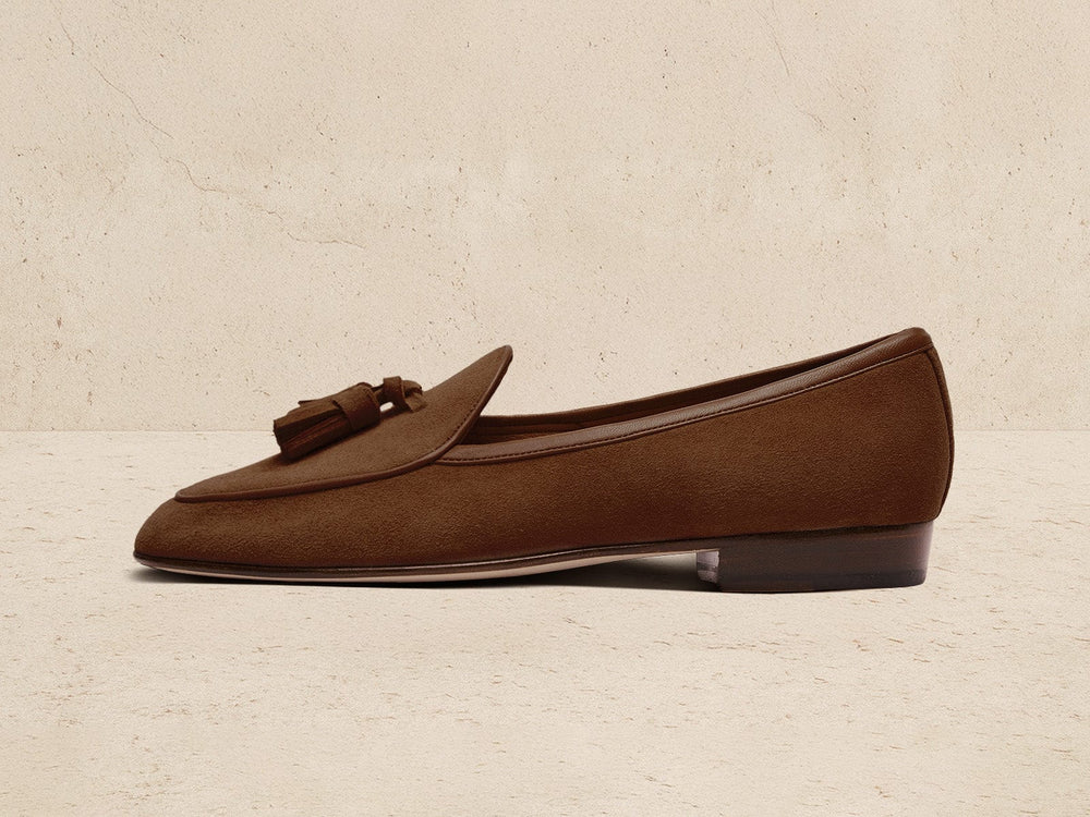 Sagan Classic Tassel Loafers in Moyen Brown Asteria Suede