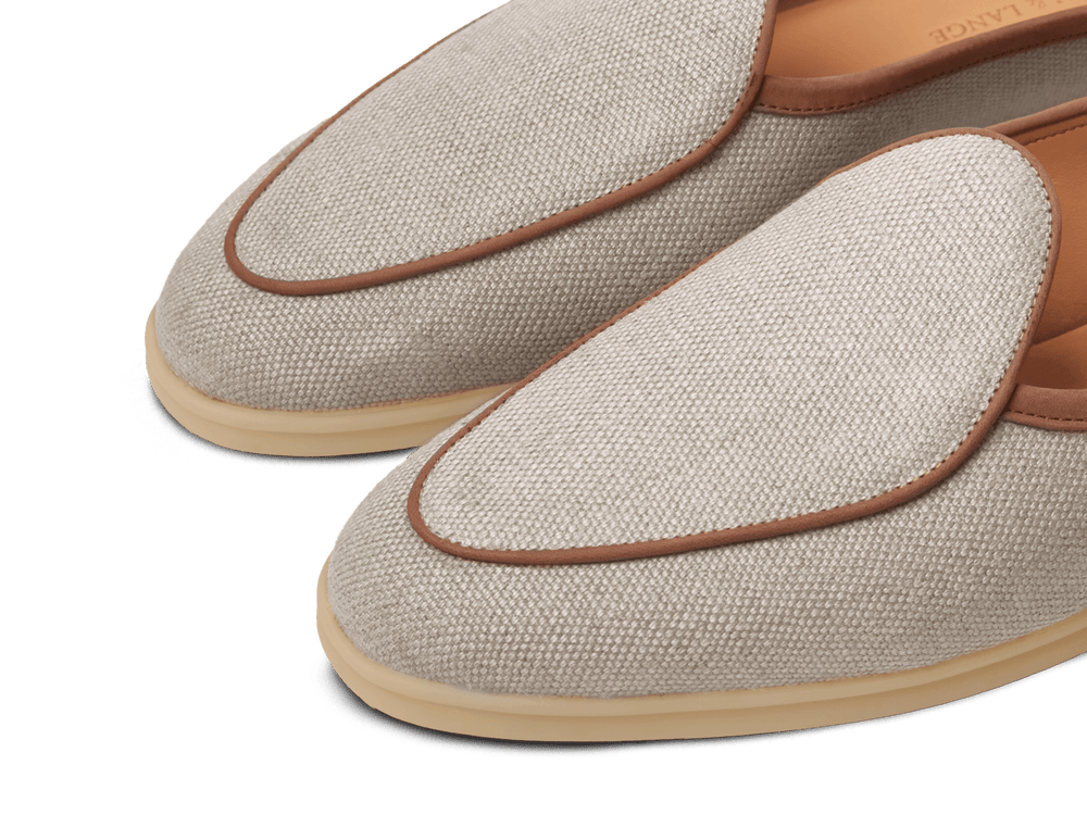 Stride Mule Loafers in Vachette Linen with Natural Sole