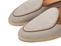 Stride Mule Loafers in Vachette Linen with Natural Sole