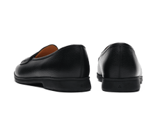 Stride Penny Loafers in Black Moorland Calf with Dark Sole