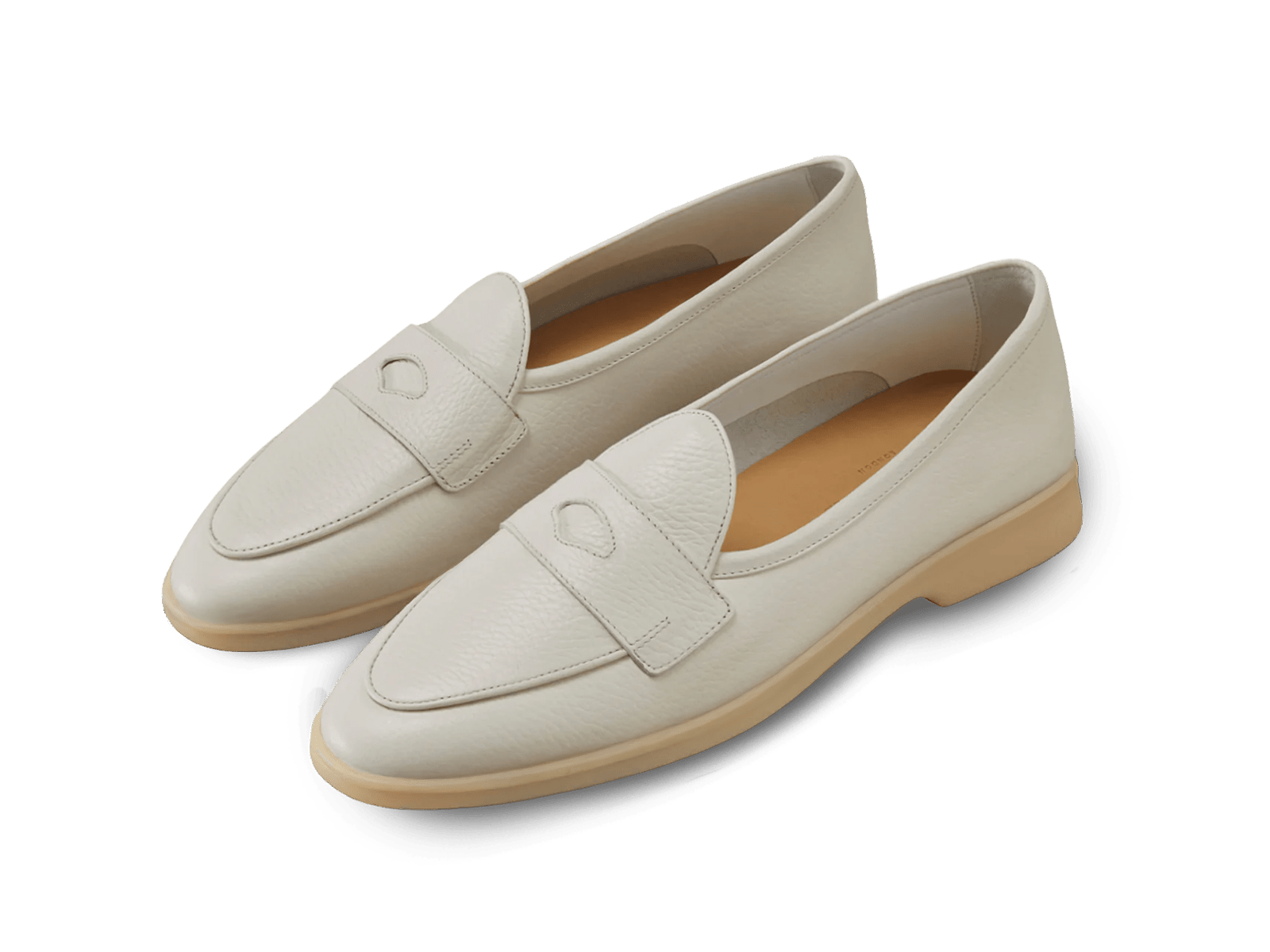 Stride Penny Loafers in Blanc Casse Moorland Calf with Natural Sole
