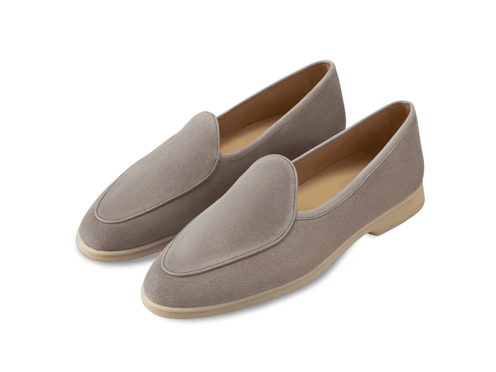 Stride Loafers in Sandy Grey Glove Suede Natural Sole