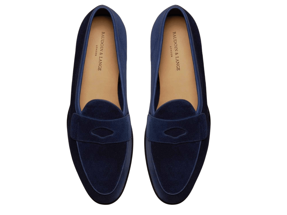 Grand Fenelon Penny Loafers in French Navy Noble Suede