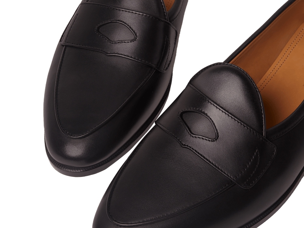 Grand Fleurus Penny Loafers in Black Noble Calf
