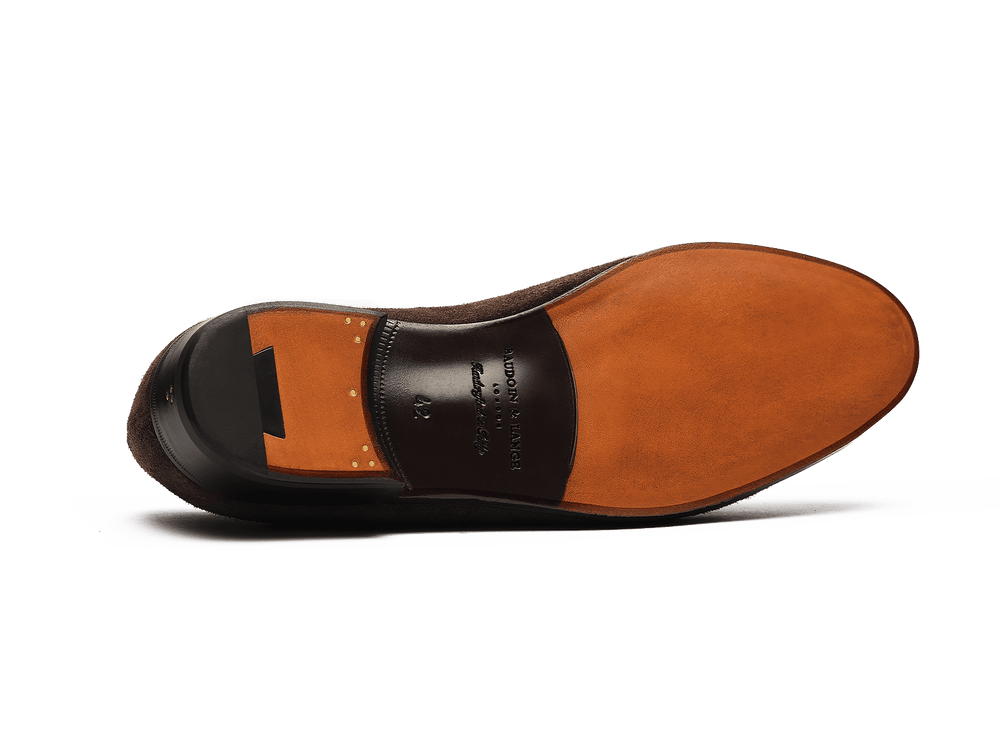 Grand Fleurus Penny Loafers in Dark Brown Shield Suede
