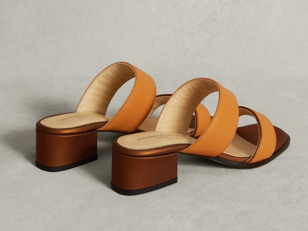 Plume Hi Sandal in Orange Matt Calf and Copper Translucent Kidskin