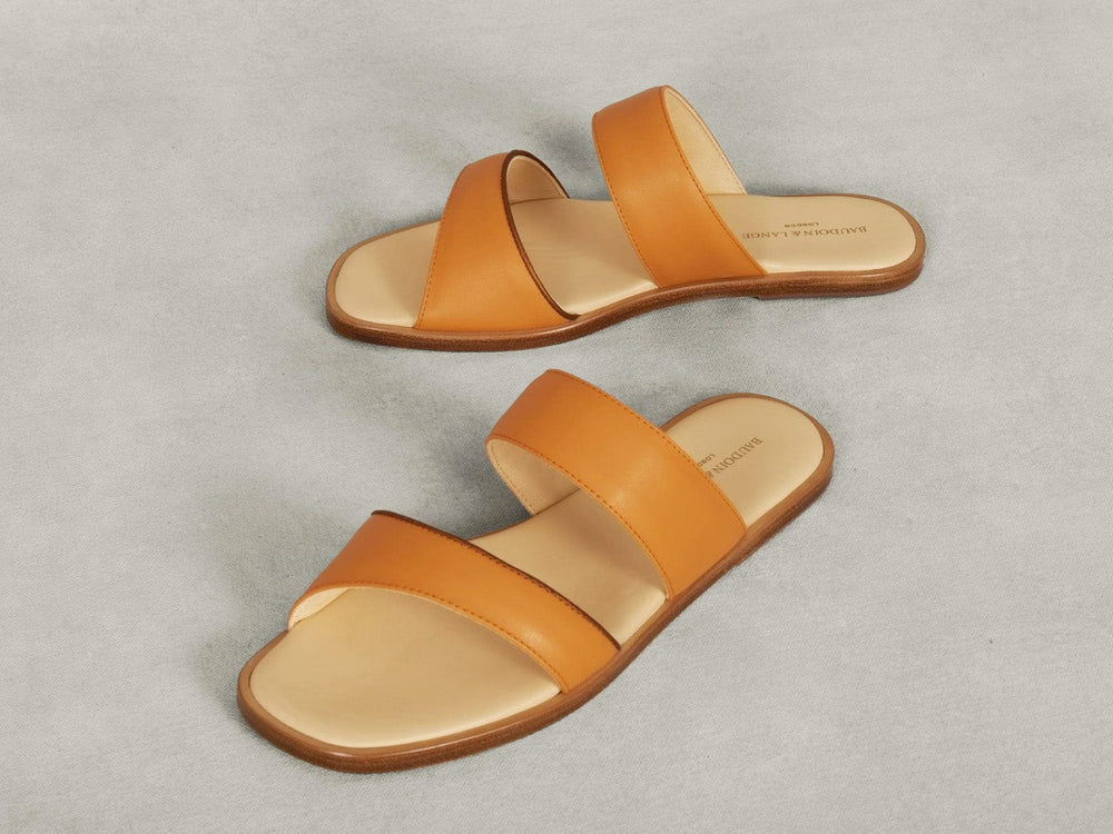 Plume Sandal in Orange Matt Calf and Copper Translucent Kidskin