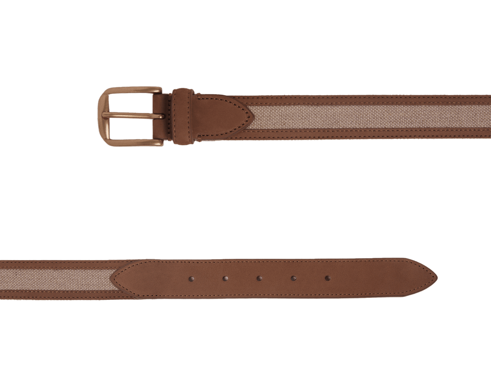 Sagan Belt Buckle in Flax Linen and Soft Nubuck