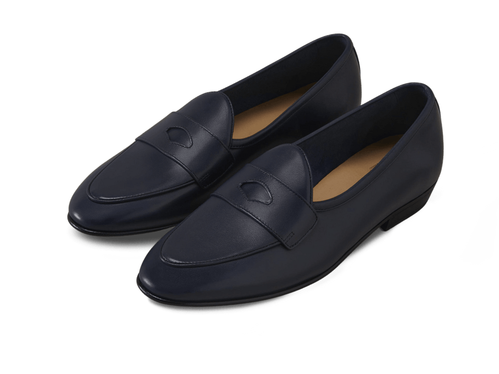 Sagan Classic Ginkgo Loafers in French Navy Drape Calf