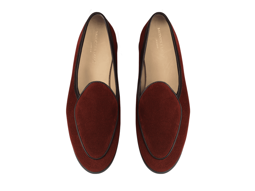 Stride Loafers in Macassar Brown Glove Suede with Dark Sole