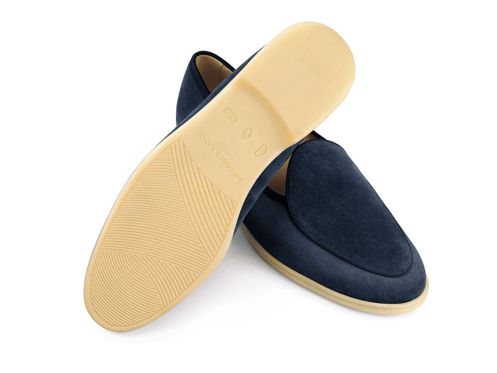Stride Loafers in Midnight Navy Glove Suede Natural Sole