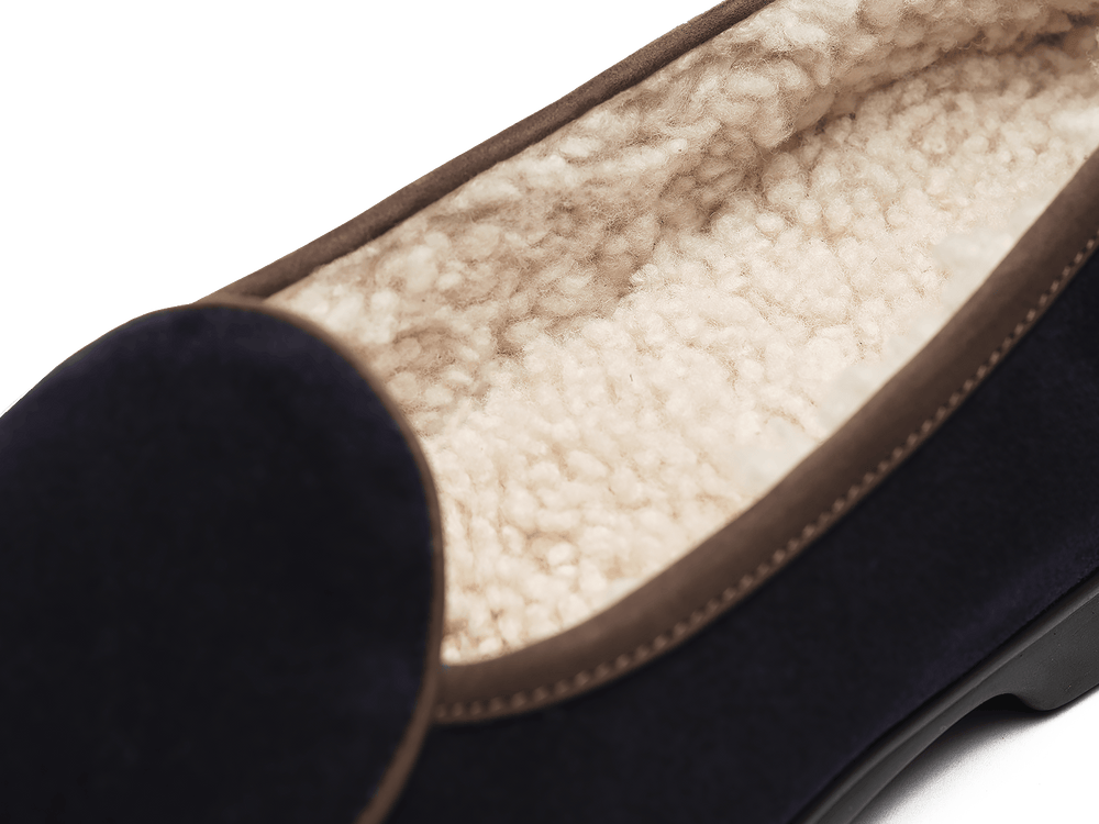 Stride Loafers in Midnight Navy Suede with Shearling Lining