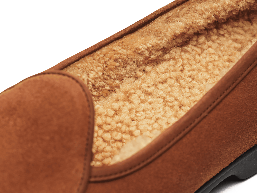 Stride Loafers in Moyen Brown Suede with Shearling Lining