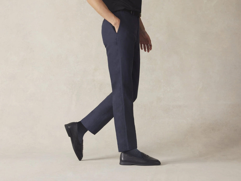 Stride Penny Loafers in Black Moorland Calf with Dark Sole